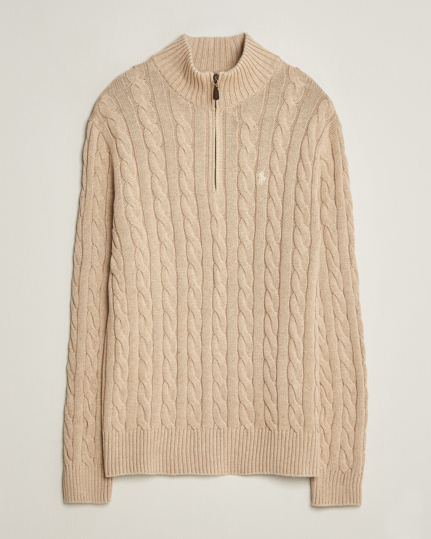 Mies | Puserot | Polo Ralph Lauren | Cotton Cable Half Zip Brown Heather