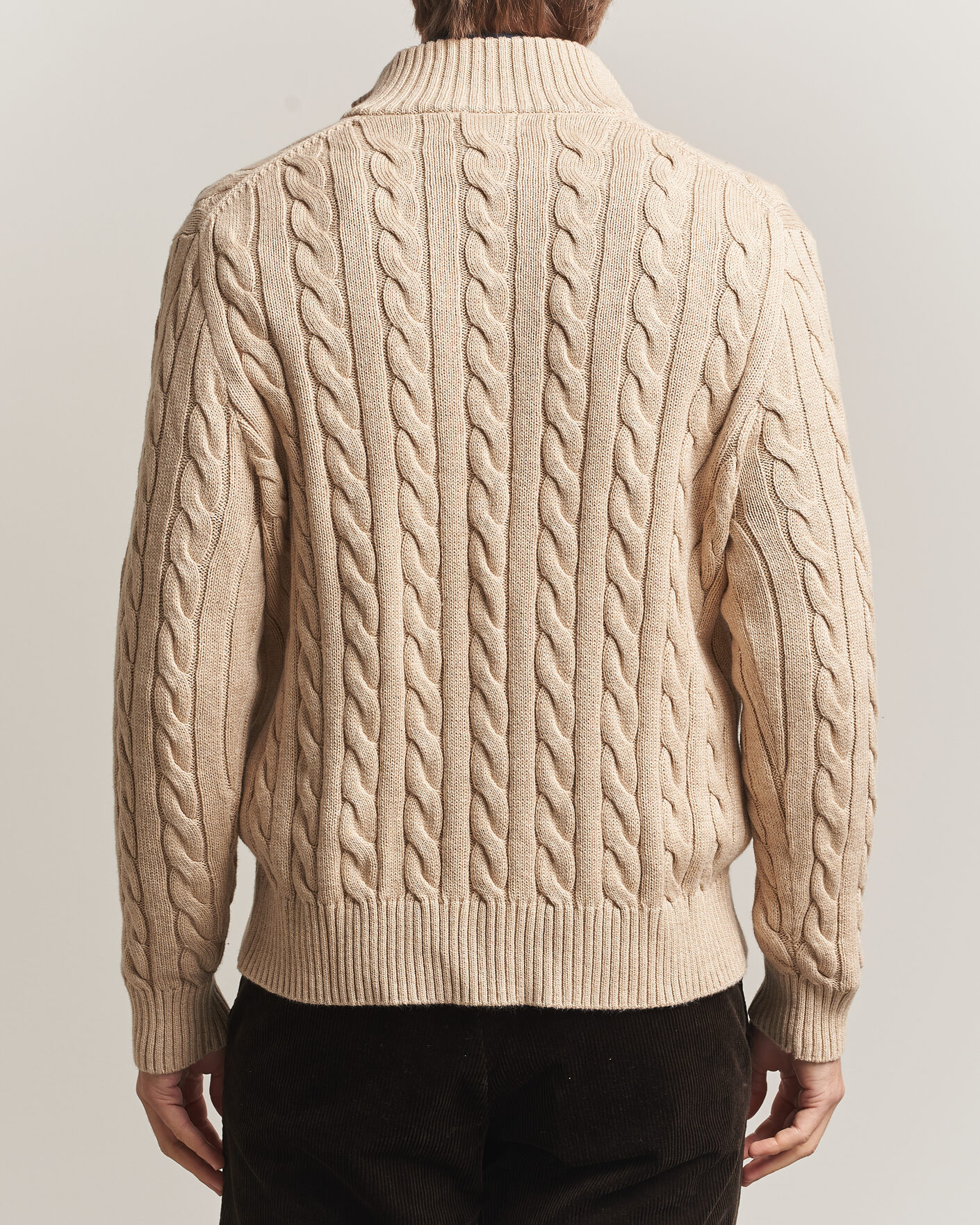 Mies | Puserot | Polo Ralph Lauren | Cotton Cable Half Zip Brown Heather