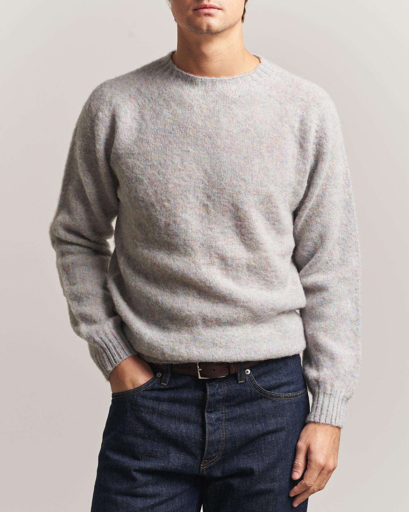 Mies | Puserot | Harley Of Scotland | Brushed Supersoft Lambswool Crewneck Aurora