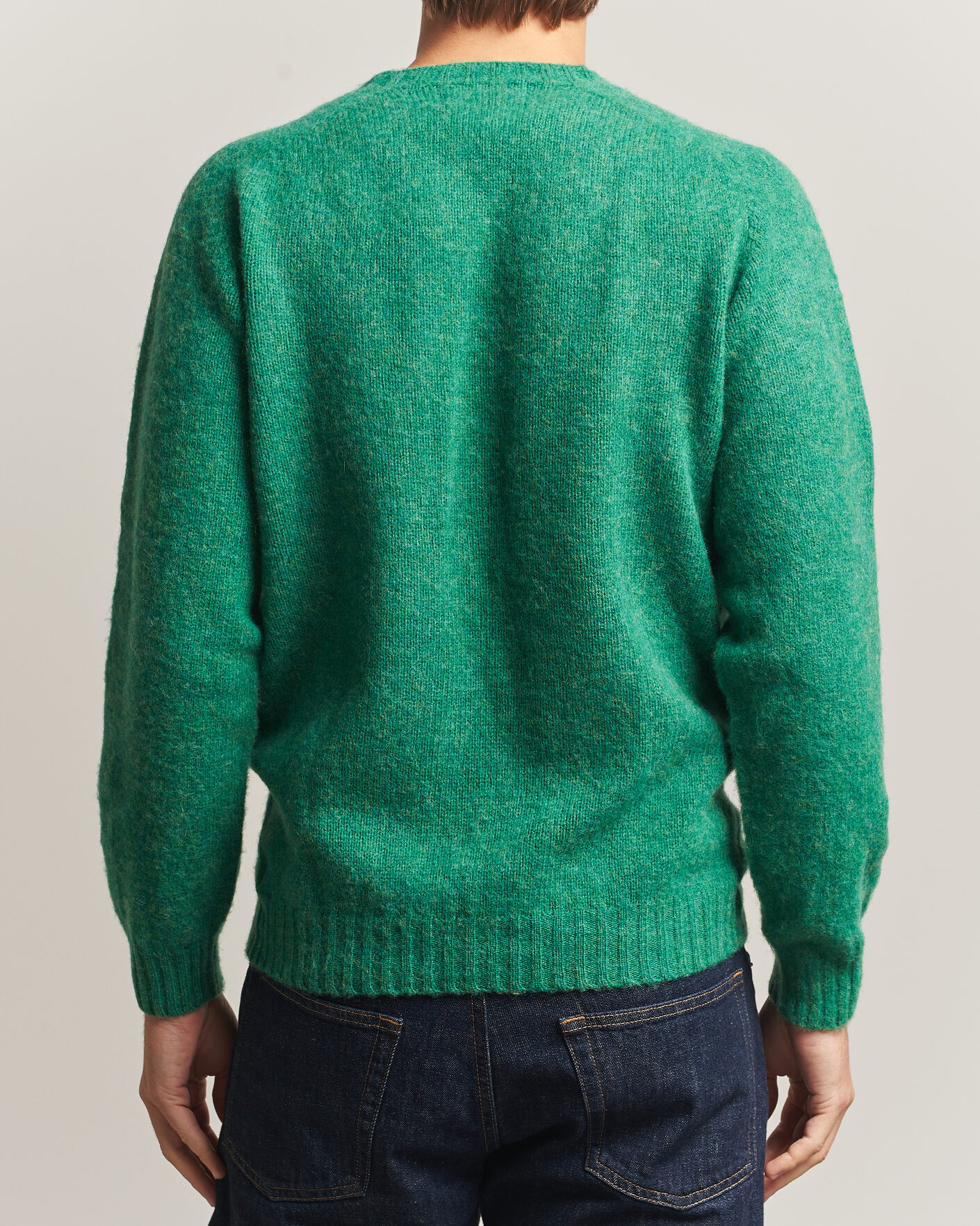 Mies | Puserot | Harley Of Scotland | Brushed Supersoft Lambswool Crewneck Evergreen