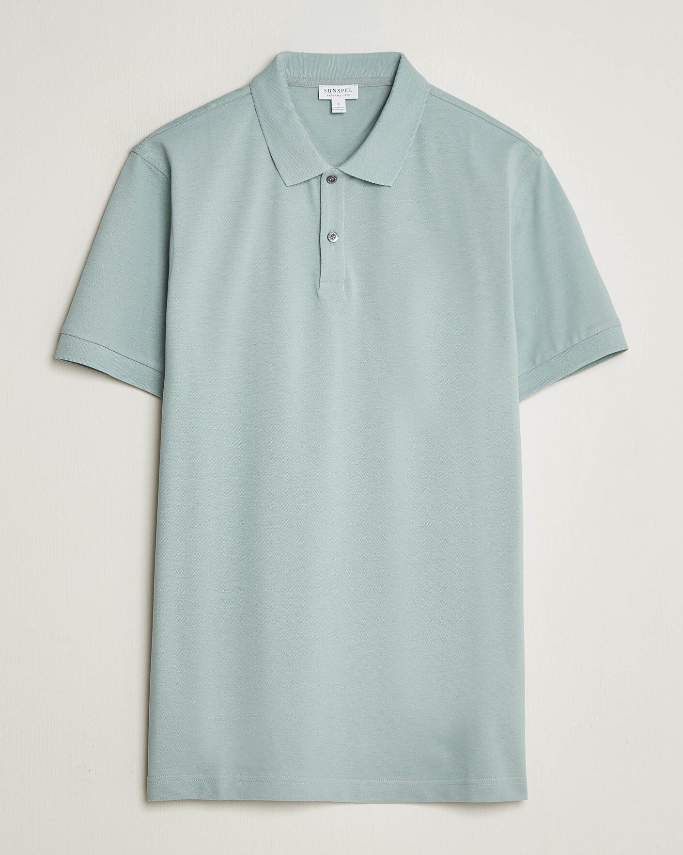 Mies | Pikeet | Sunspel | Short Sleeve Pique Polo Light Green
