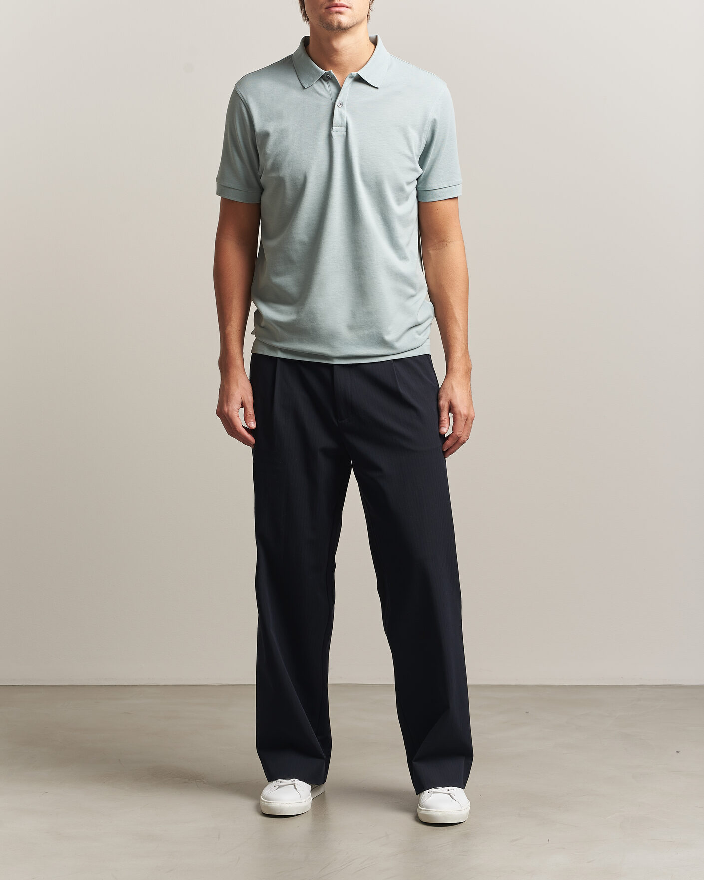 Mies | Pikeet | Sunspel | Short Sleeve Pique Polo Light Green