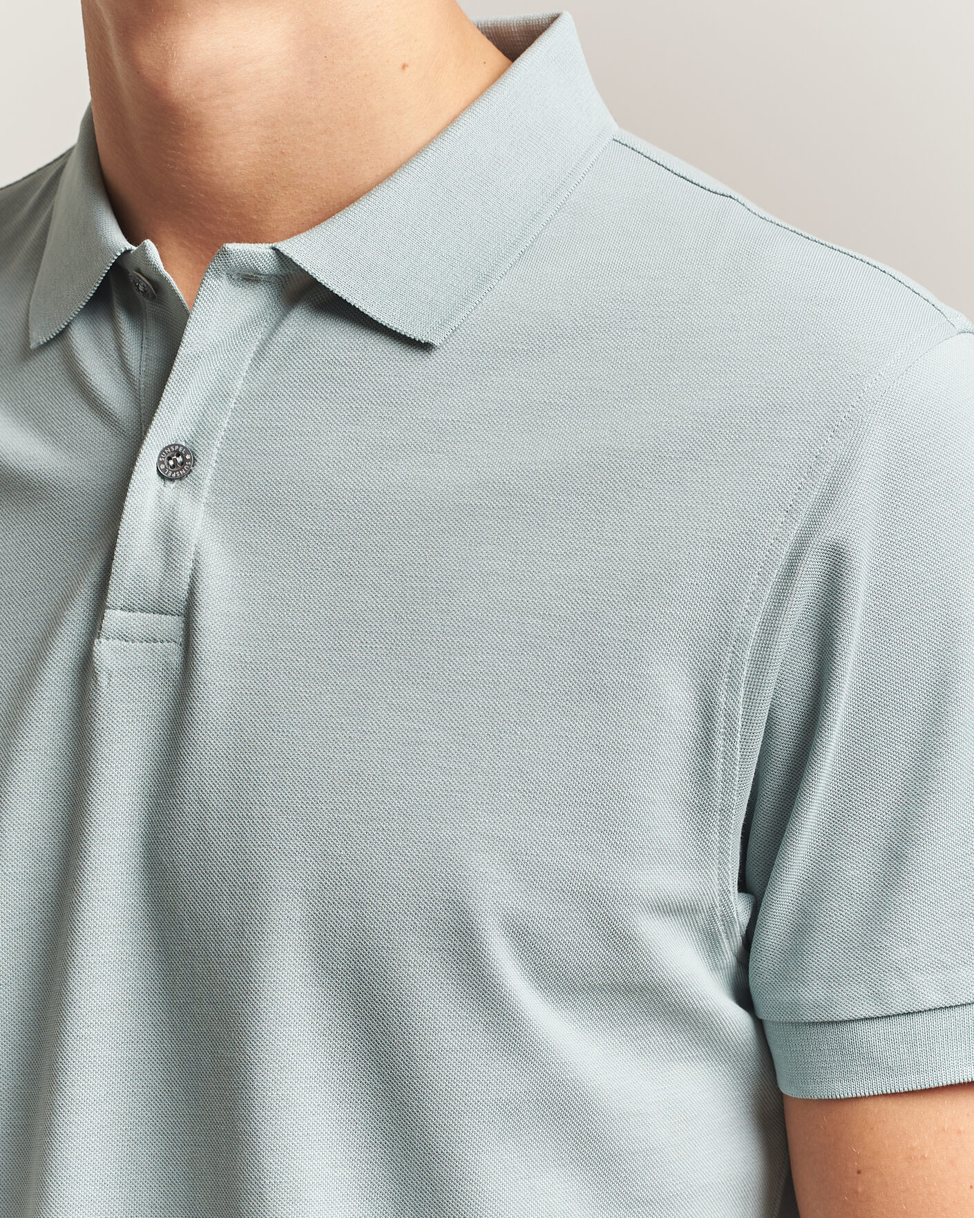 Mies | Pikeet | Sunspel | Short Sleeve Pique Polo Light Green