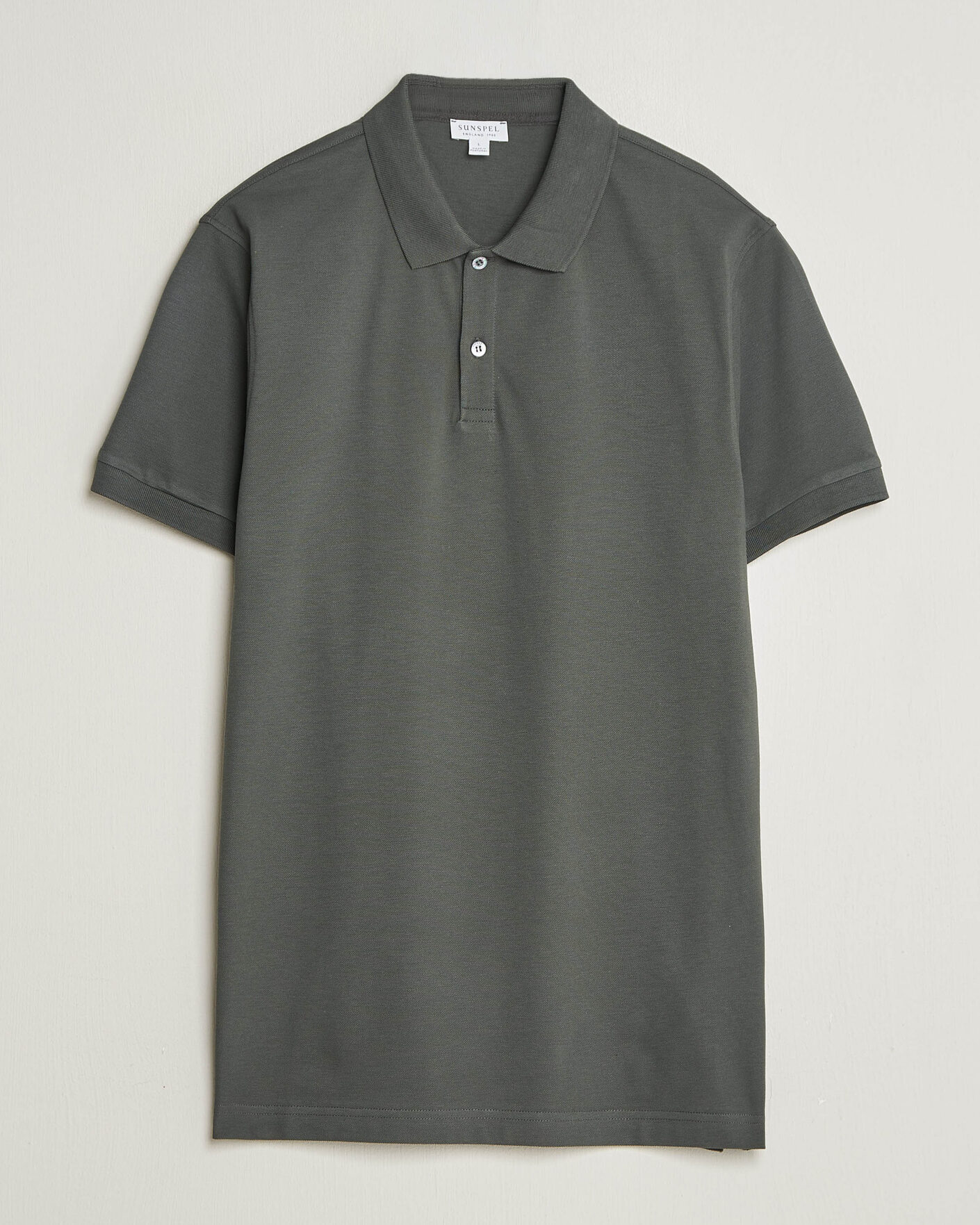 Mies | Pikeet | Sunspel | Short Sleeve Pique Polo Slate Green