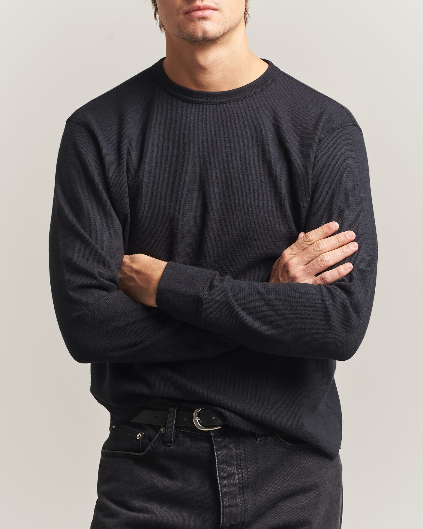 Mies | T-paidat | Sunflower | Wool Waffle Long Sleeve T-Shirt Black