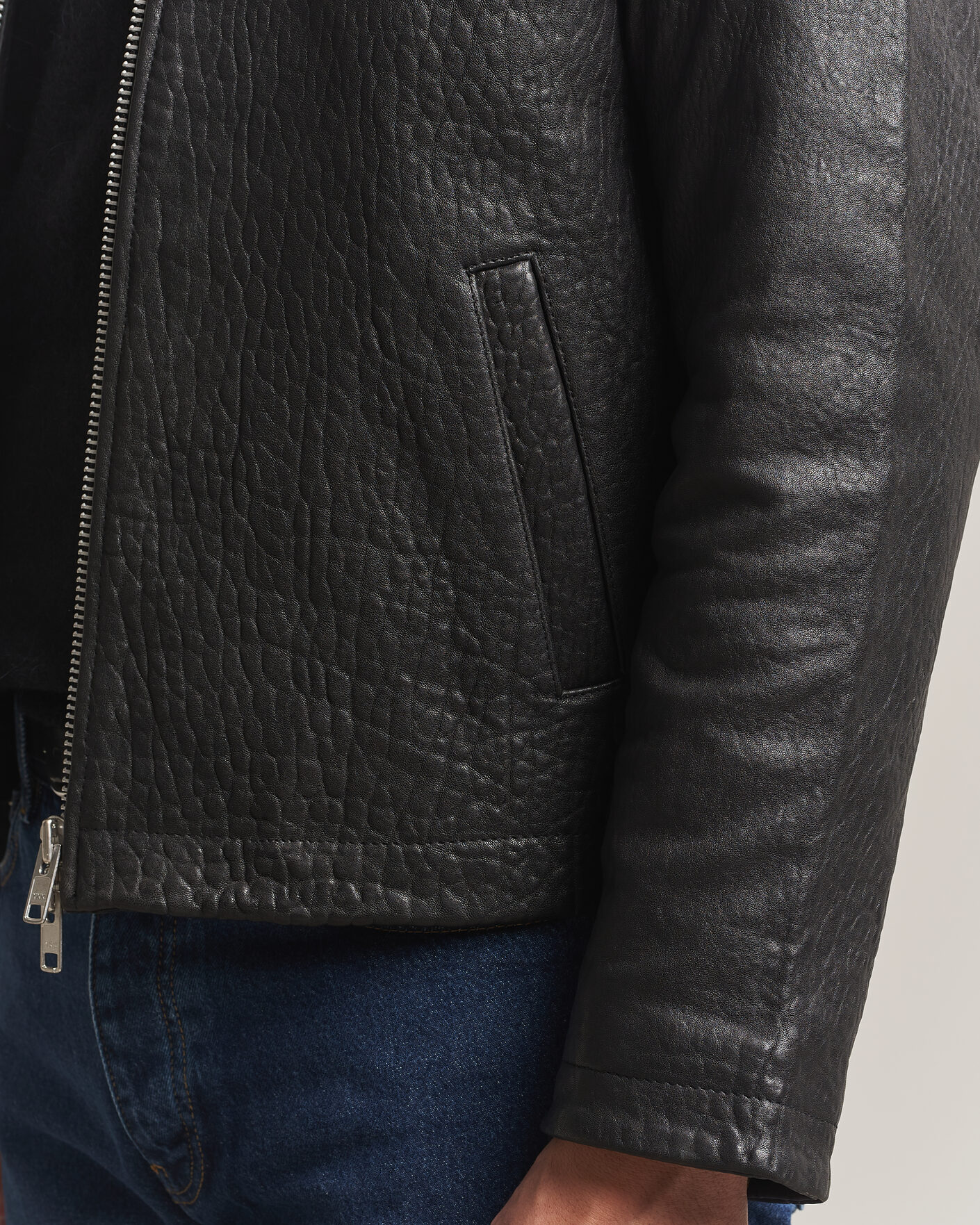 Mies | Takit | Sunflower | Short Leather Jacket Black