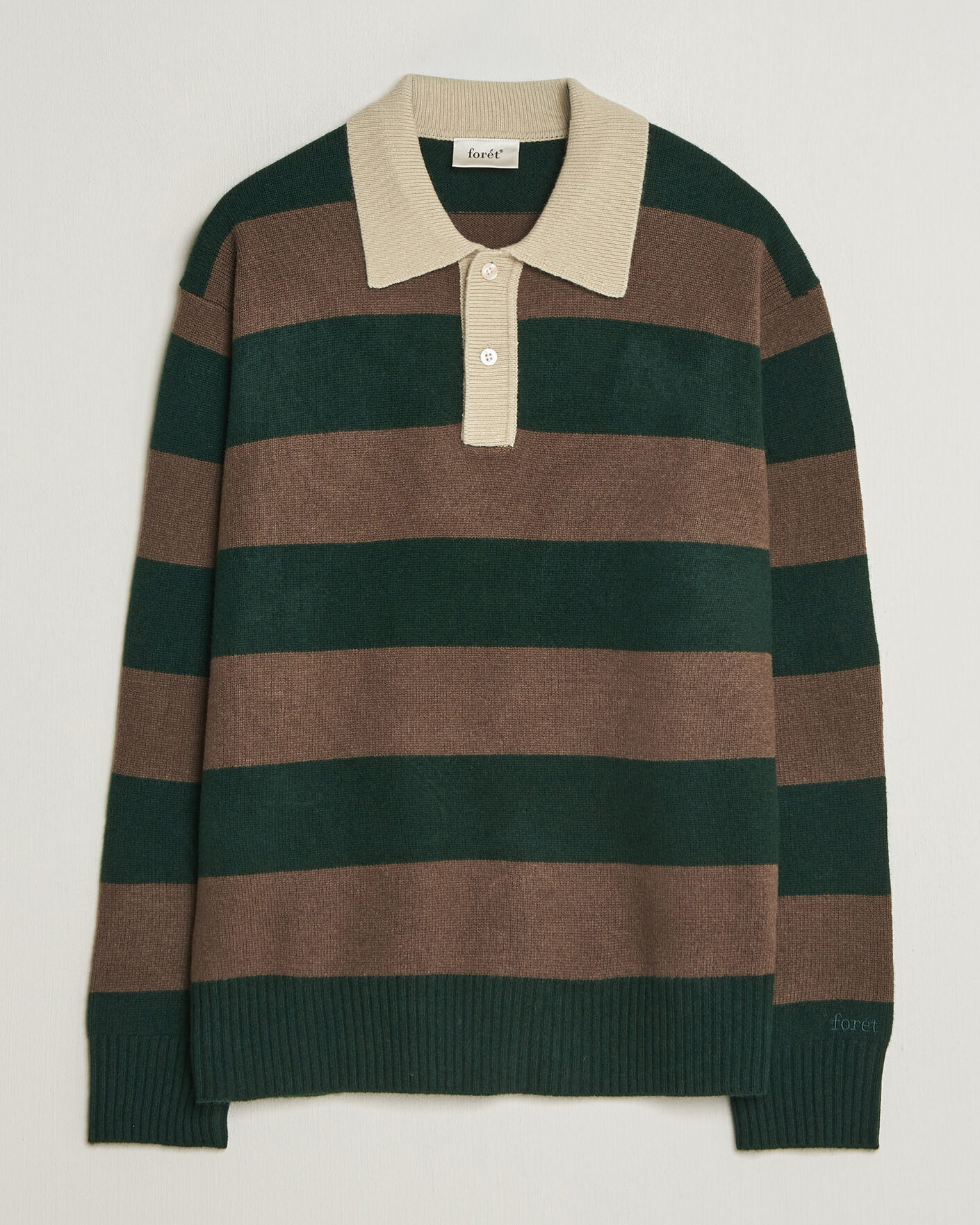 Mies | Puserot | Forét | Frost Stripe Knit Polo Deep Green