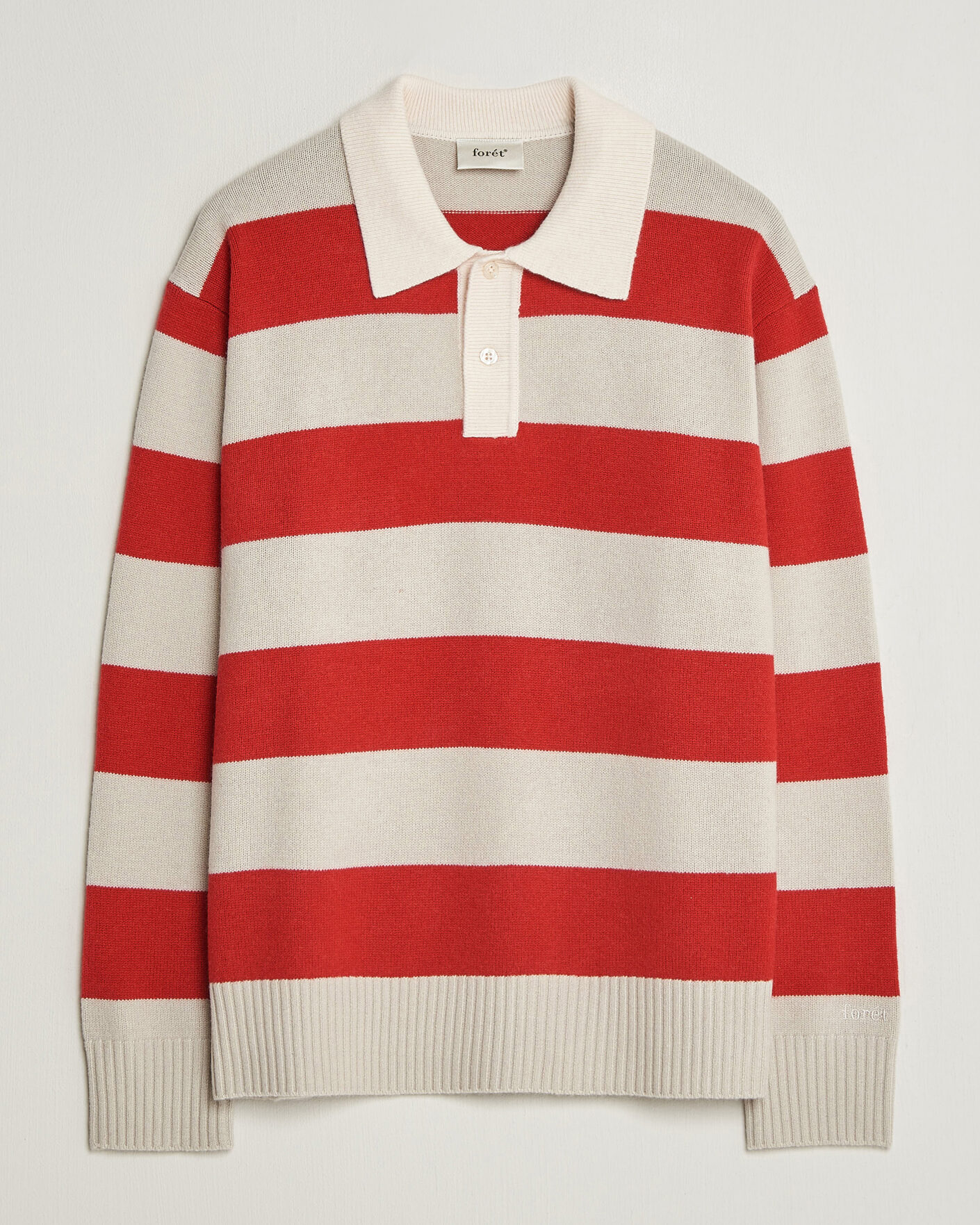Mies | Puserot | Forét | Frost Stripe Knit Polo Red