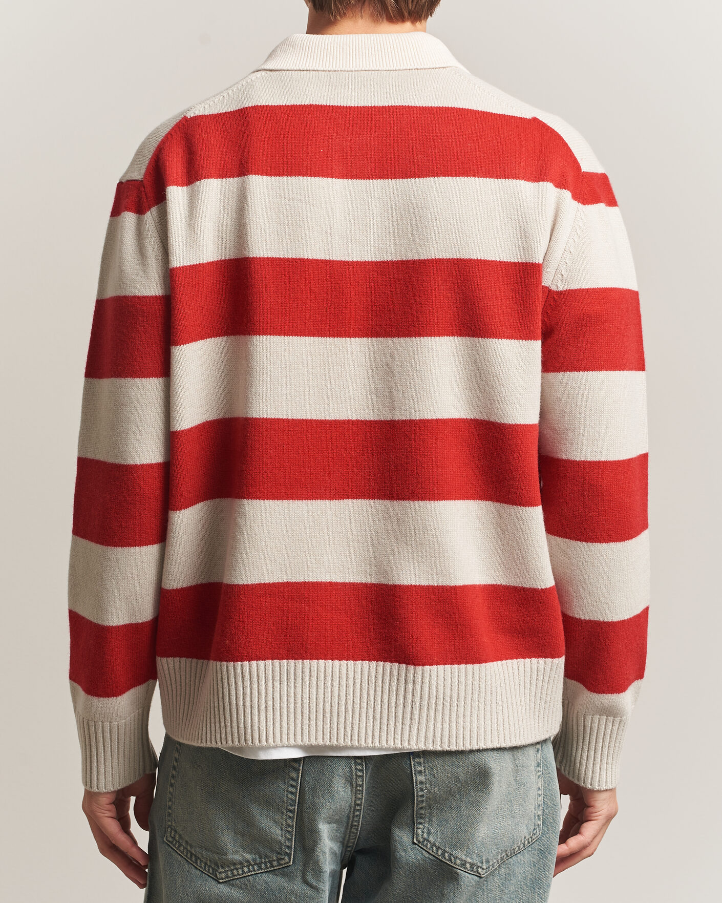 Mies | Puserot | Forét | Frost Stripe Knit Polo Red