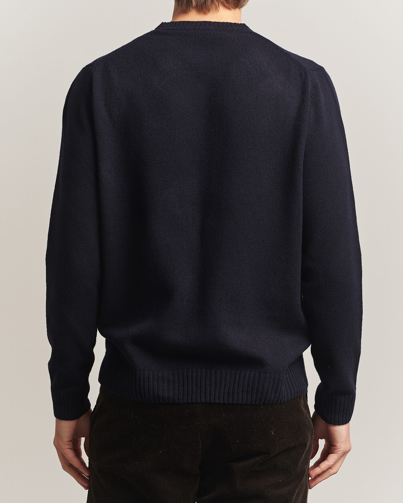 Mies | Puserot | Stenströms | Knitted Lambswool Crew Neck Dark Navy