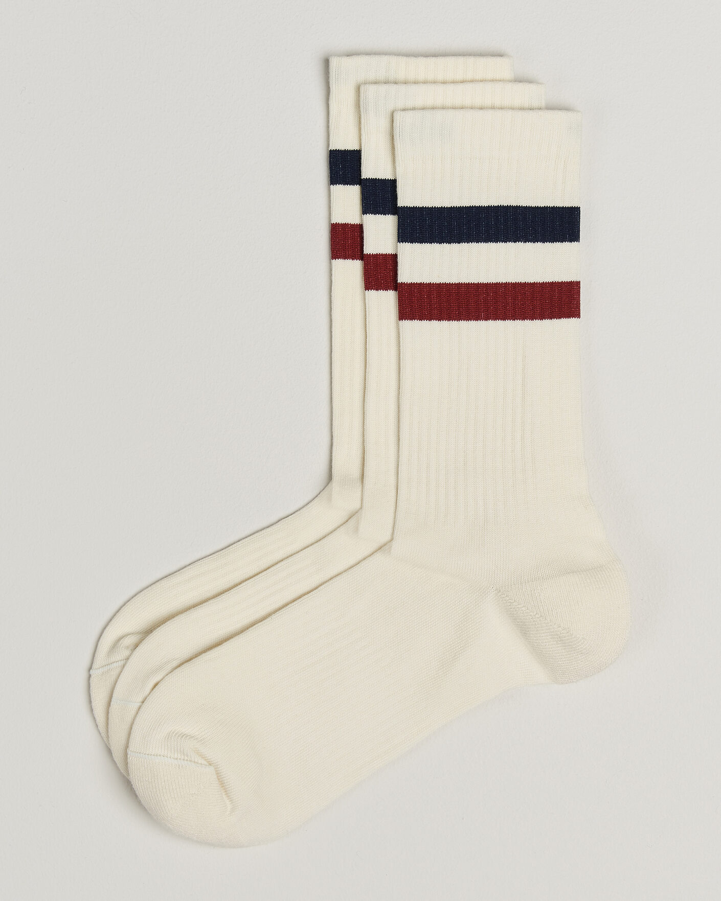 Mies | Alusvaatteet | Sweyd | 3-Pack Two Stripe Cotton Socks Navy/Red/White