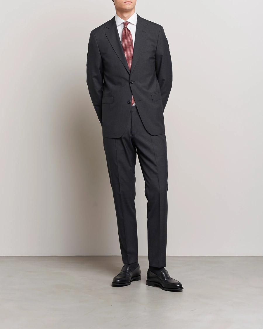 Mies | Tumma puku | Oscar Jacobson | Falk Wool Suit Grey