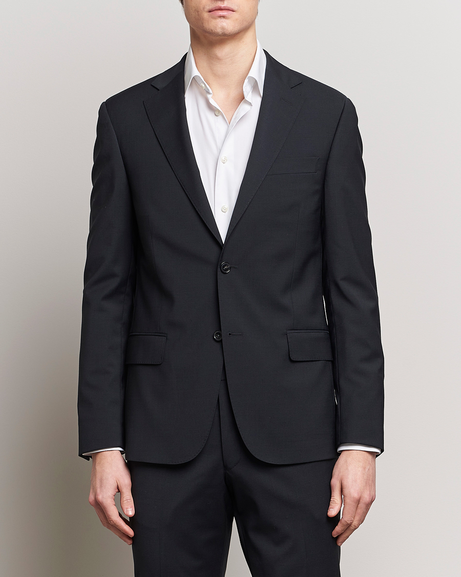 Mies |  | Oscar Jacobson | Edmund Wool Stretch Suit Black