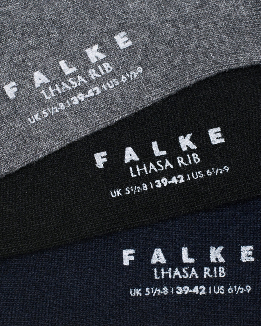Mies | Alusvaatteet | Falke | 3-Pack Lhasa Cashmere Socks Black/Dark Navy/Light Grey
