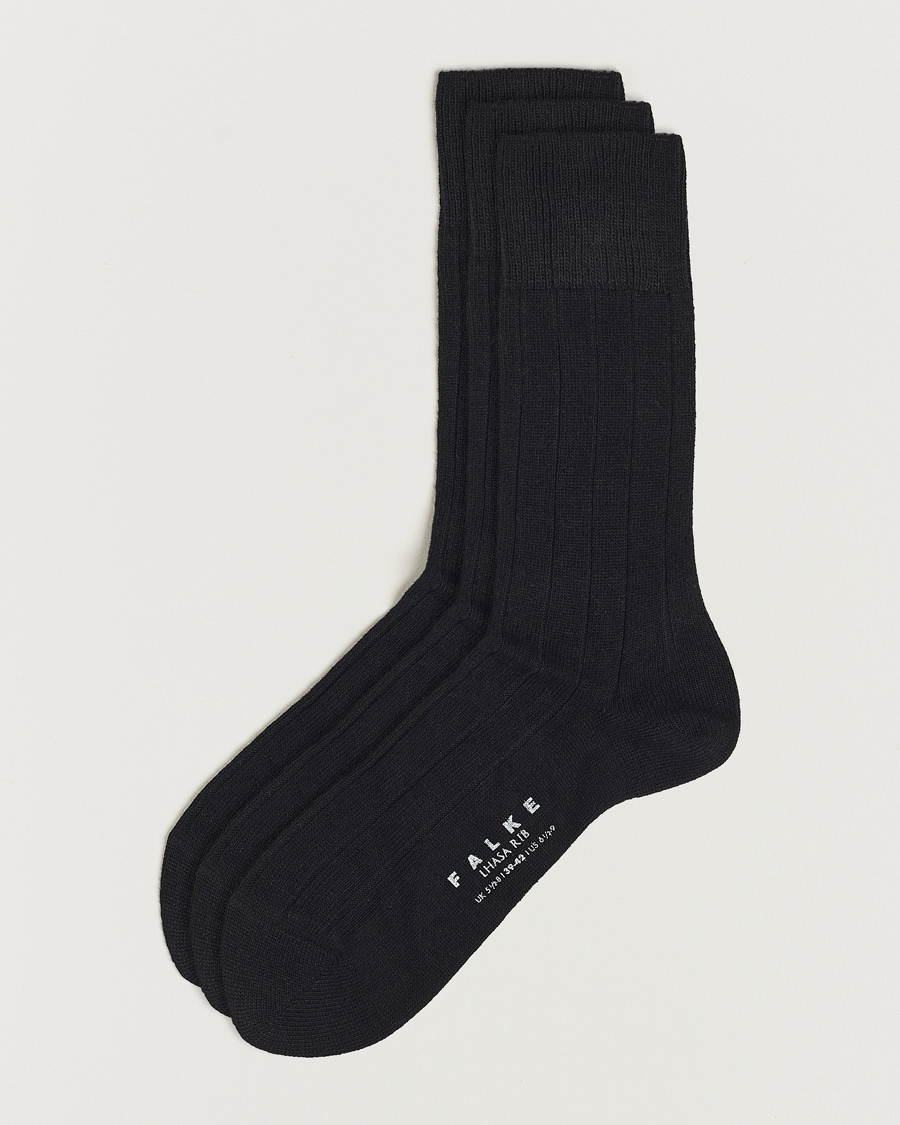 Mies | Alusvaatteet | Falke | 3-Pack Lhasa Cashmere Socks Black