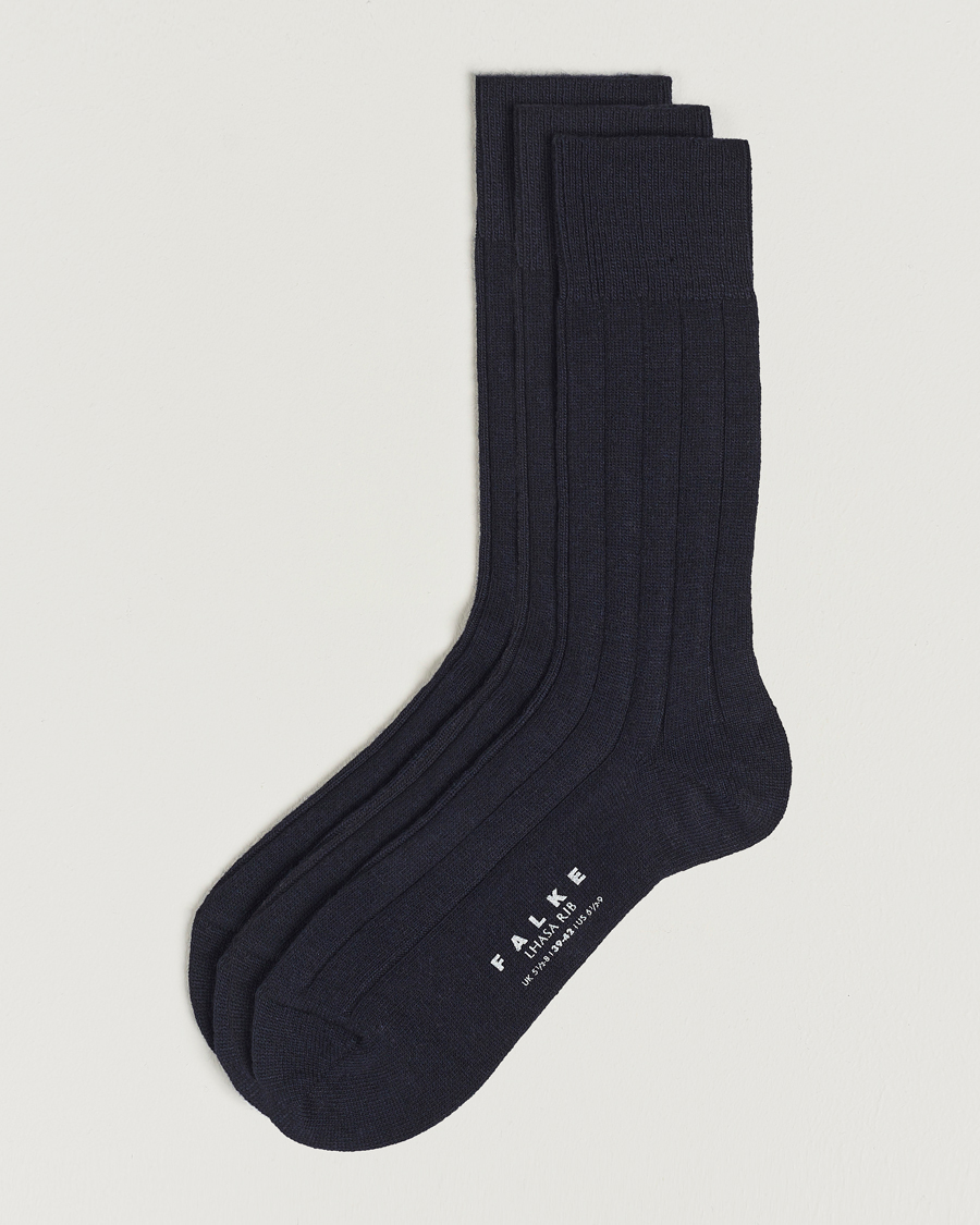 Miehet |  | Falke | 3-Pack Lhasa Cashmere Socks Dark Navy