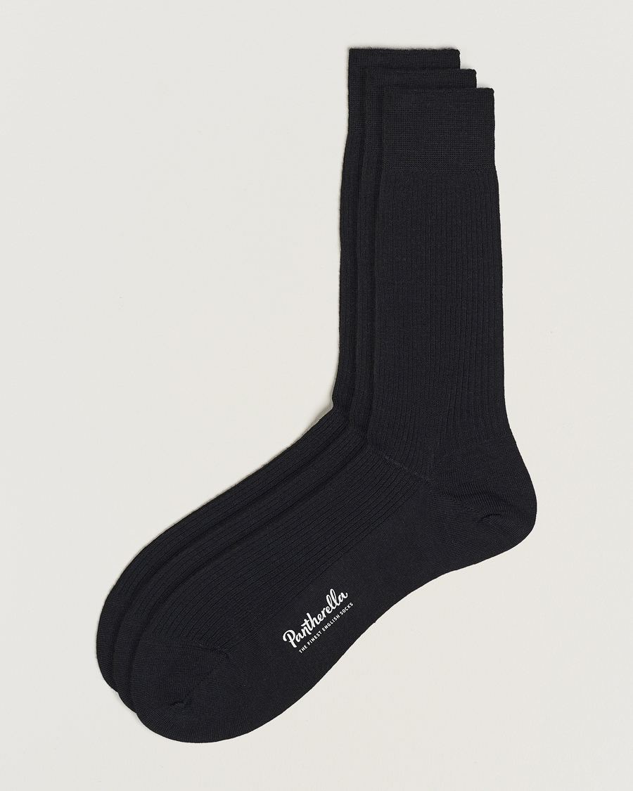 Mies | Alusvaatteet | Pantherella | 3-Pack Naish Merino/Nylon Sock Black