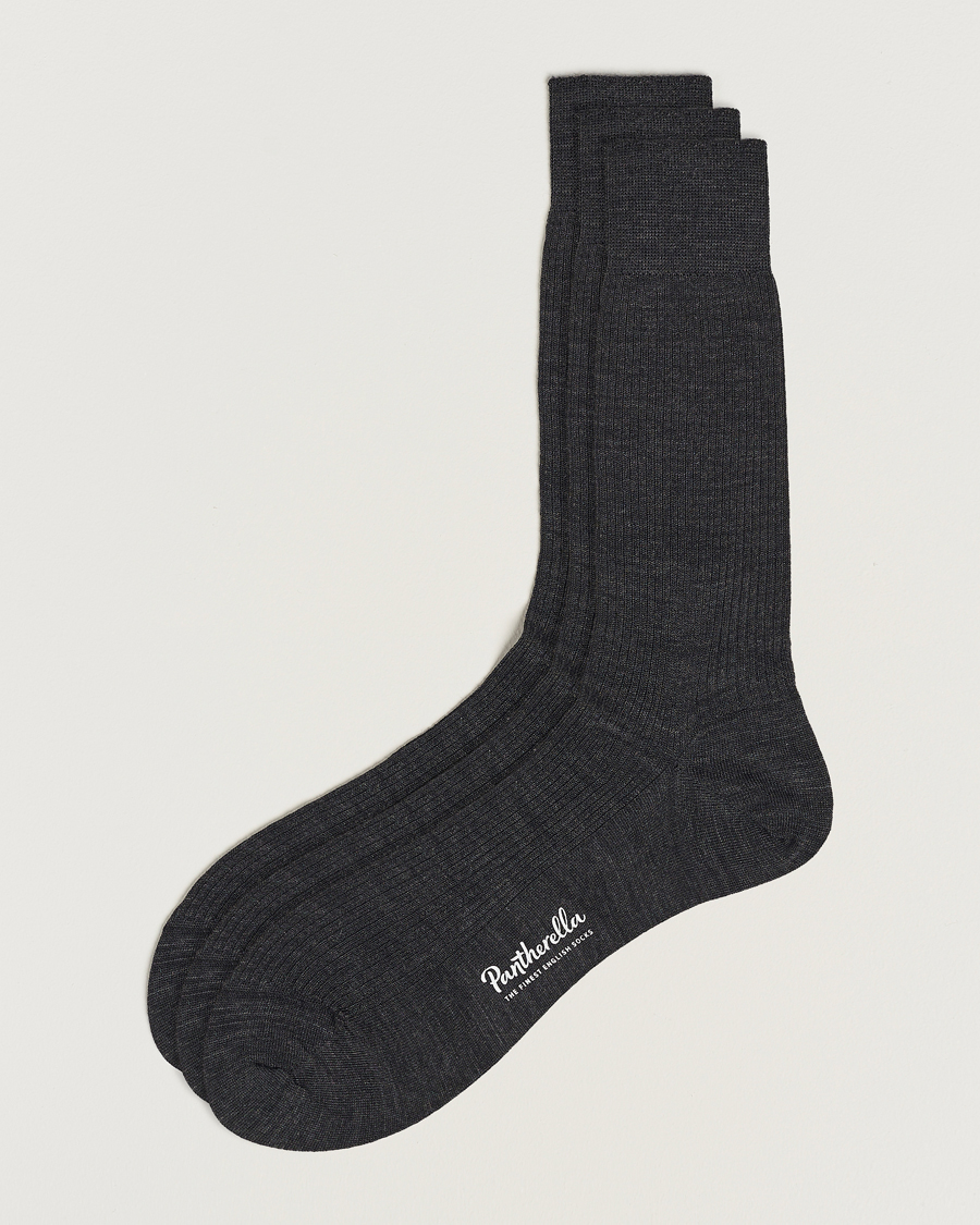 Mies | Alusvaatteet | Pantherella | 3-Pack Naish Merino/Nylon Sock Charcoal