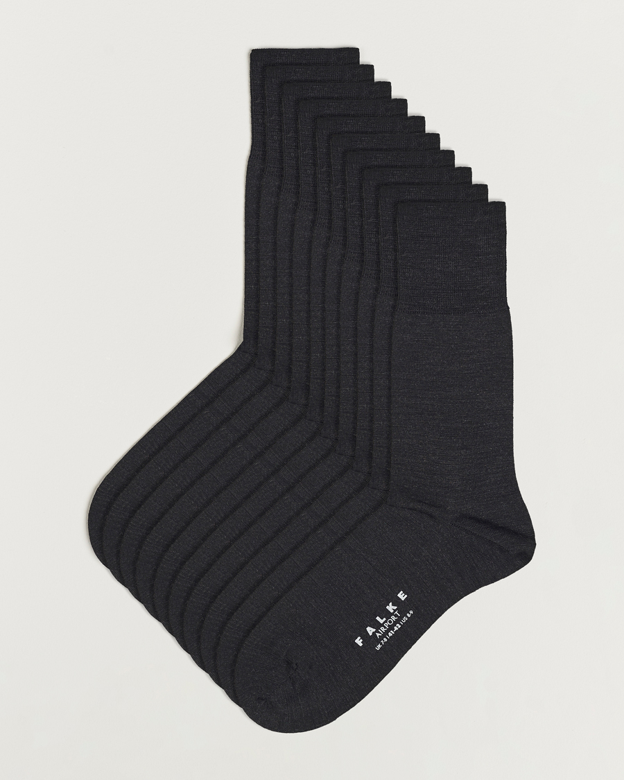 Mies | Alusvaatteet | Falke | 10-Pack Airport Socks Anthracite Melange