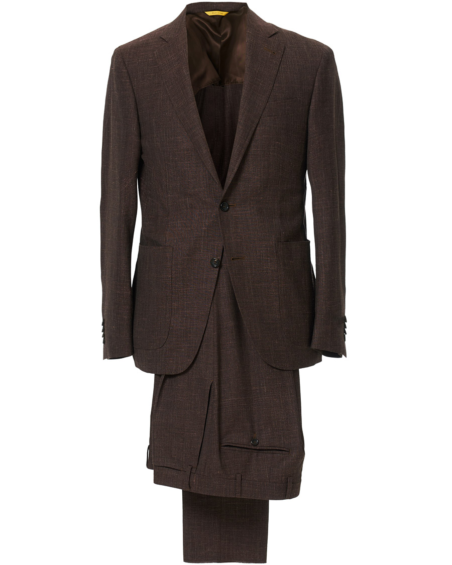 Mies | Puvut | Canali | Wool/Linen Patch Pocket Suit Dark Brown