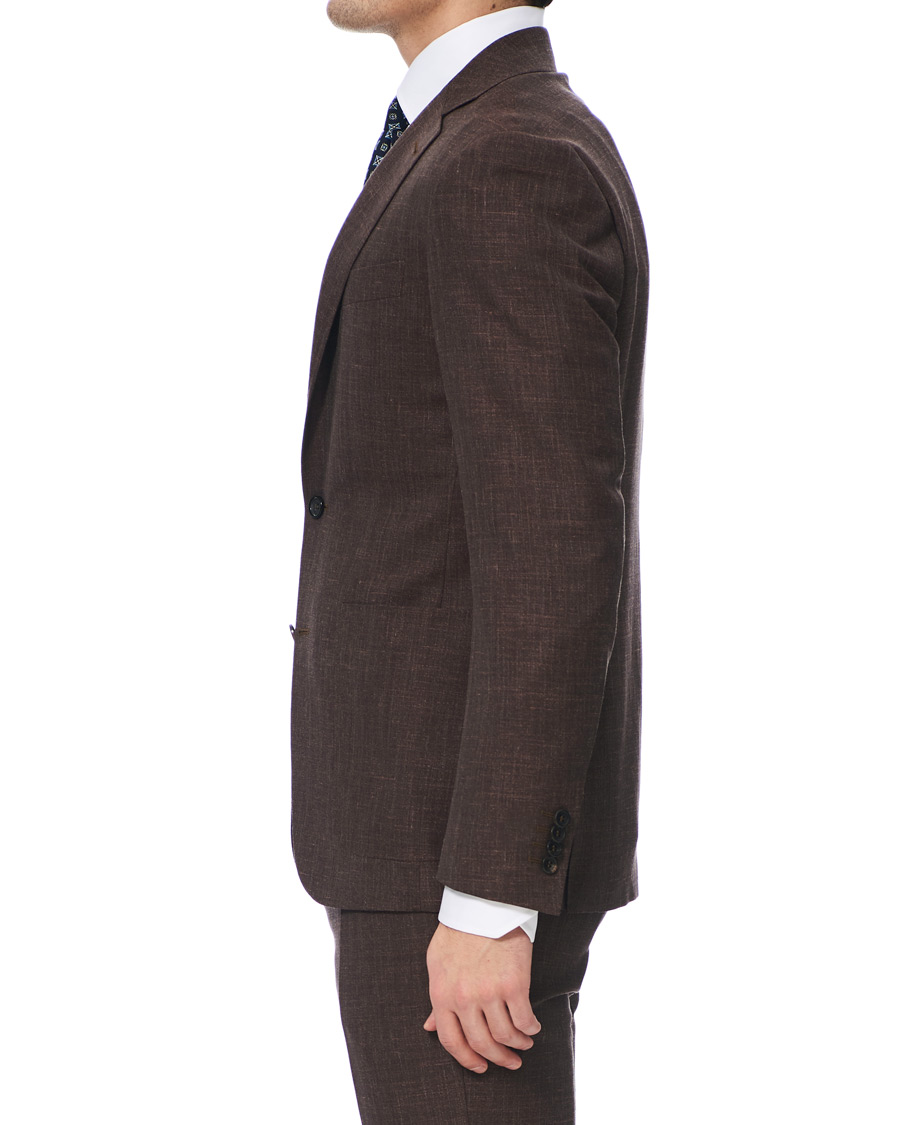 Mies | Puvut | Canali | Wool/Linen Patch Pocket Suit Dark Brown