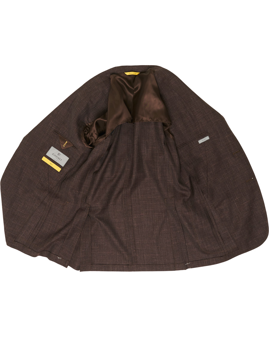 Mies | Puvut | Canali | Wool/Linen Patch Pocket Suit Dark Brown