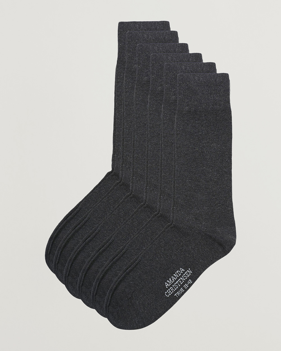 Mies | Alusvaatteet | Amanda Christensen | 6-Pack True Cotton Socks Antrachite Melange
