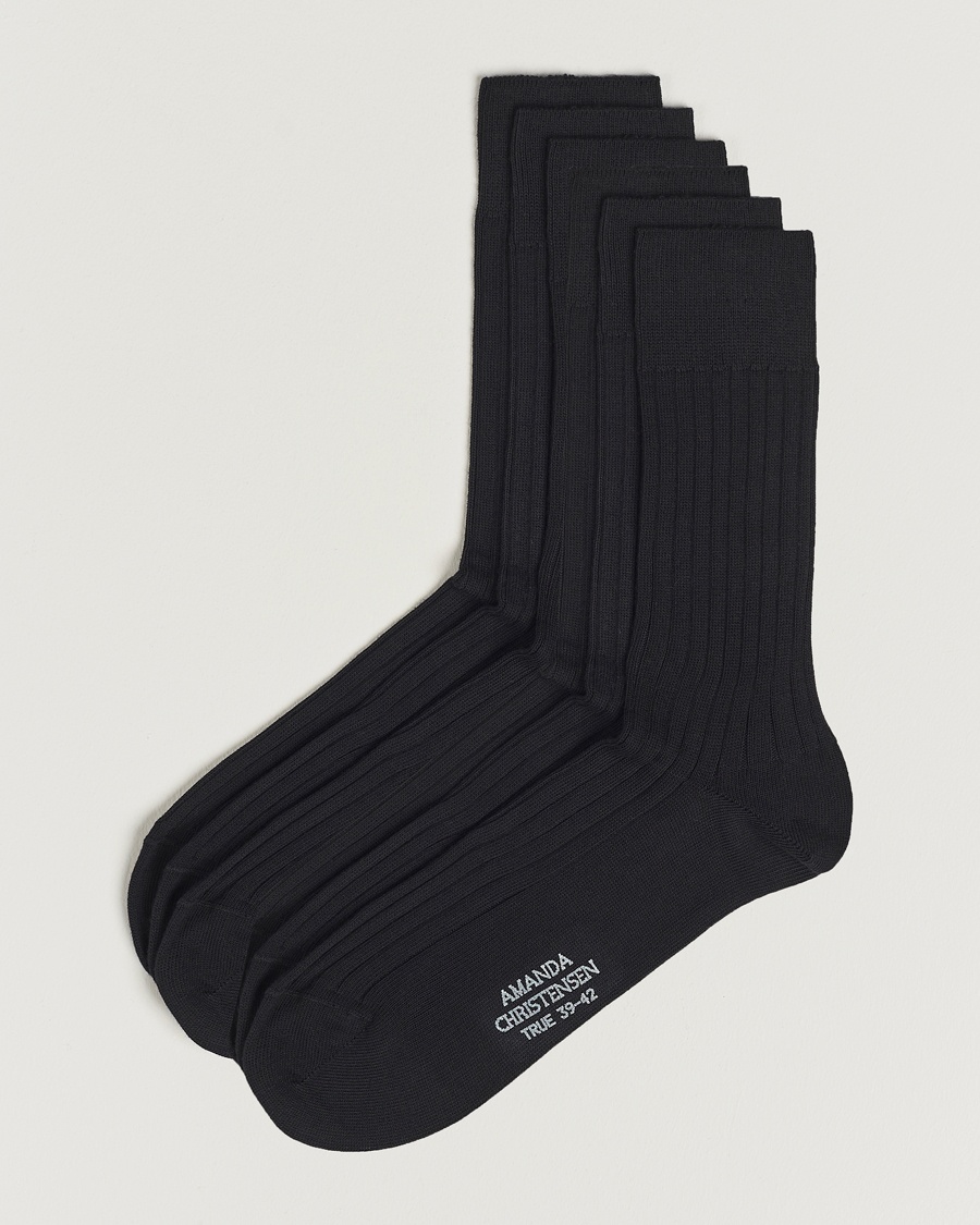Mies | Alusvaatteet | Amanda Christensen | 6-Pack True Cotton Ribbed Socks Black