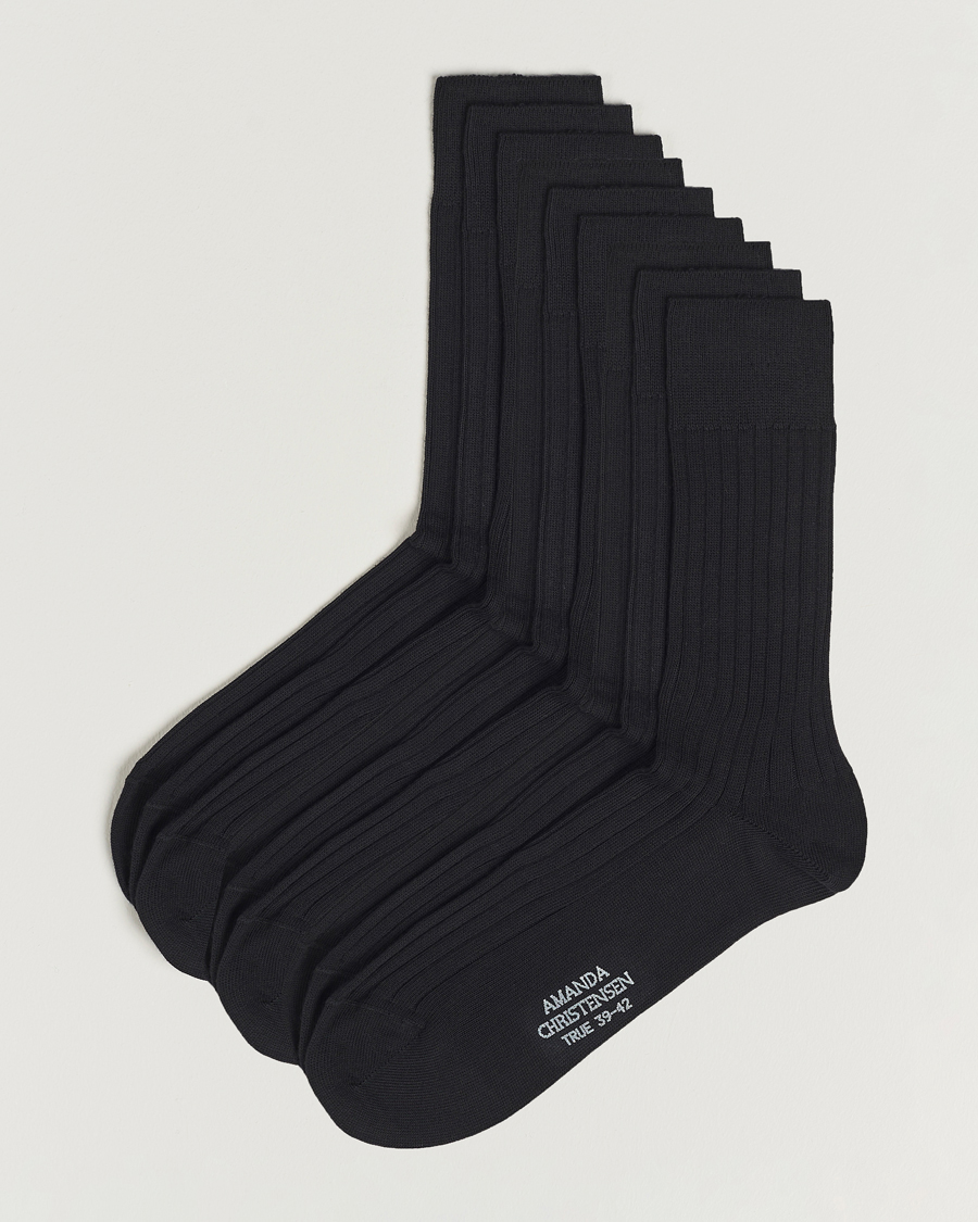 Mies | Alusvaatteet | Amanda Christensen | 9-Pack True Cotton Ribbed Socks Black