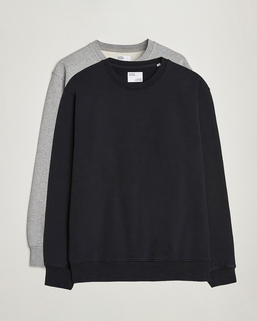 Mies | Puserot | Colorful Standard | 2-Pack Classic Organic Crew Neck Sweat Heather Grey/Deep Black