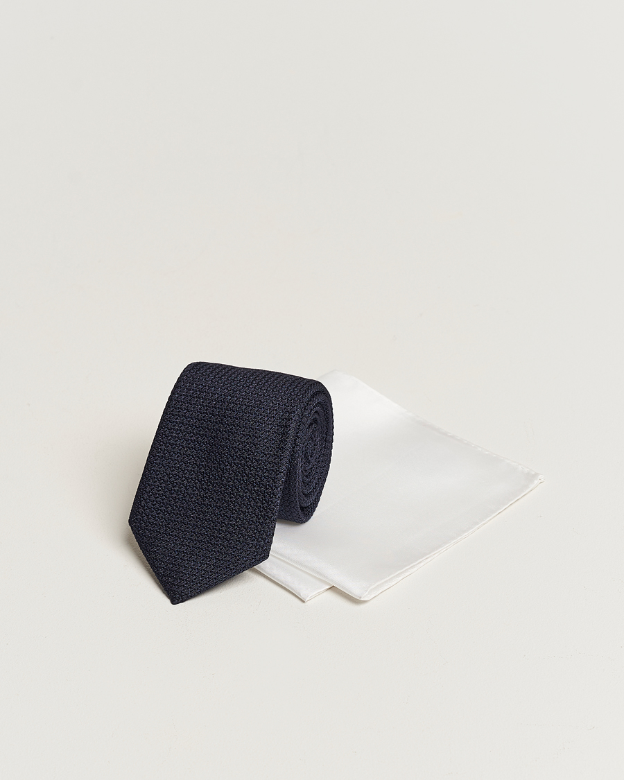 Mies | Solmiot | Amanda Christensen | Set Tie Navy & Handkercheif White