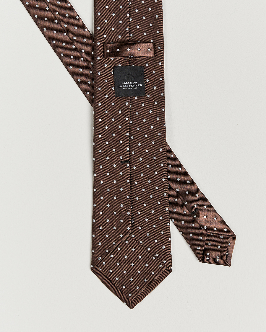 Mies | Solmiot | Amanda Christensen | Set Tie & Pocket Square Brown/White