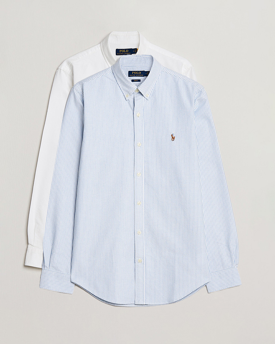 Mies | Kauluspaidat | Polo Ralph Lauren | 2-Pack Slim Fit Shirt Oxford White/Stripes Blue