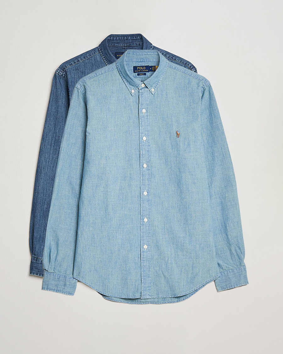 Mies | Kauluspaidat | Polo Ralph Lauren | 2-Pack Slim Fit Denim Shirt Washed/Dark Wash