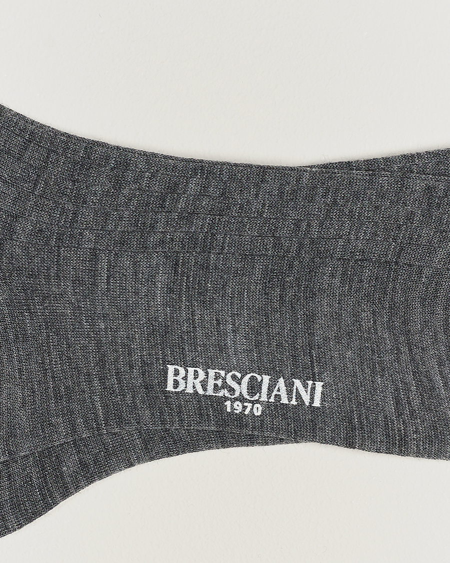 Mies | Alusvaatteet | Bresciani | 3-pack Wool/Nylon Ribbed Short Socks Medium Grey