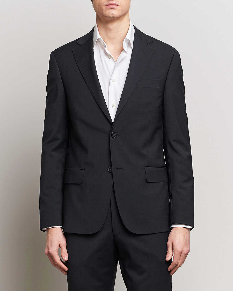 Mies | Business & Beyond | Oscar Jacobson | Edmund Wool Stretch Suit Black