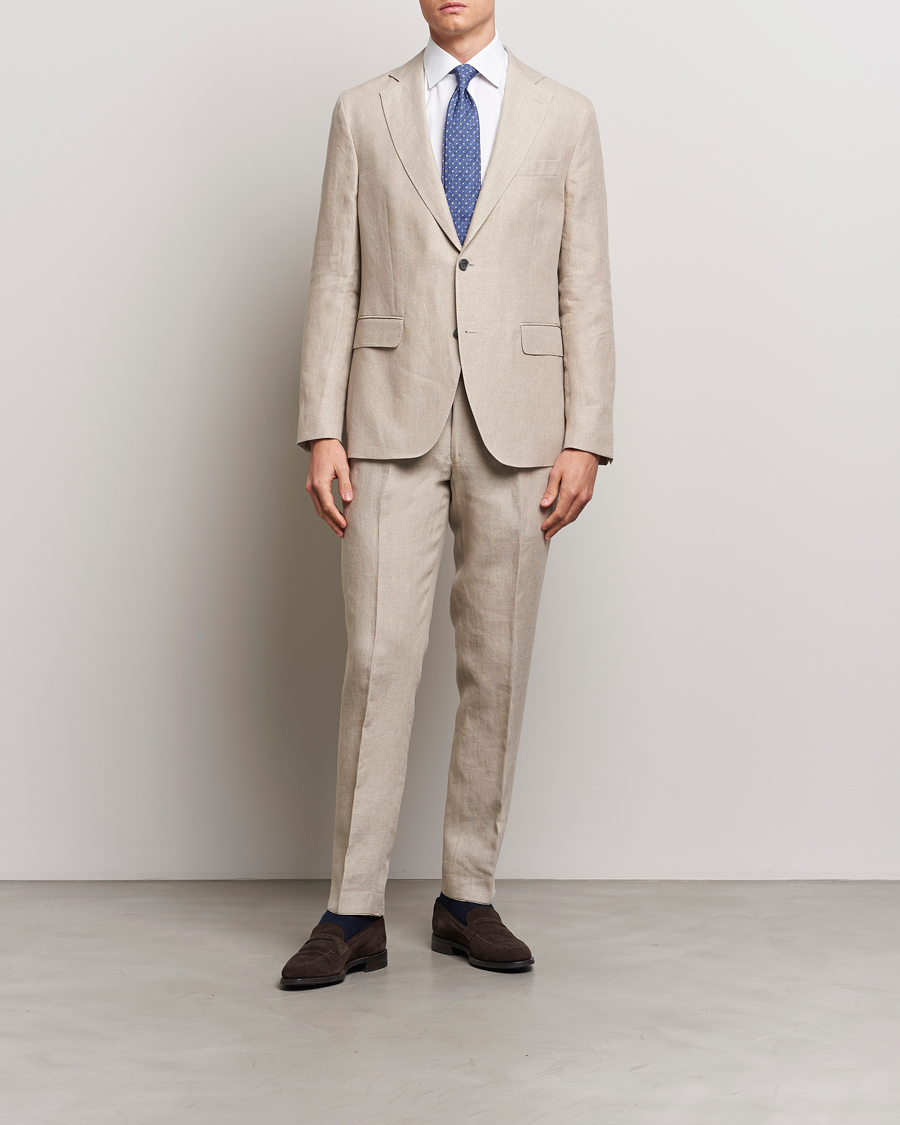 Mies |  | Oscar Jacobson | Fogerty Linen Suit Beige