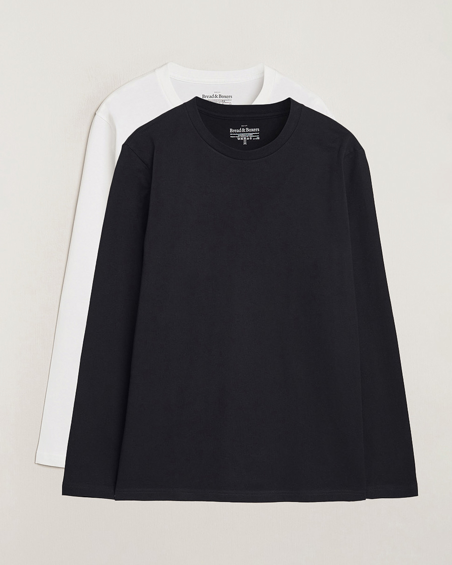 Mies | T-paidat | Bread & Boxers | 2-pack Long Sleeve T-Shirts White/Black