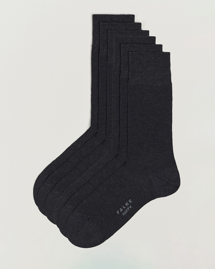Mies | Alusvaatteet | Falke | 6-pack Happy Cotton Socks Anthracite Melange