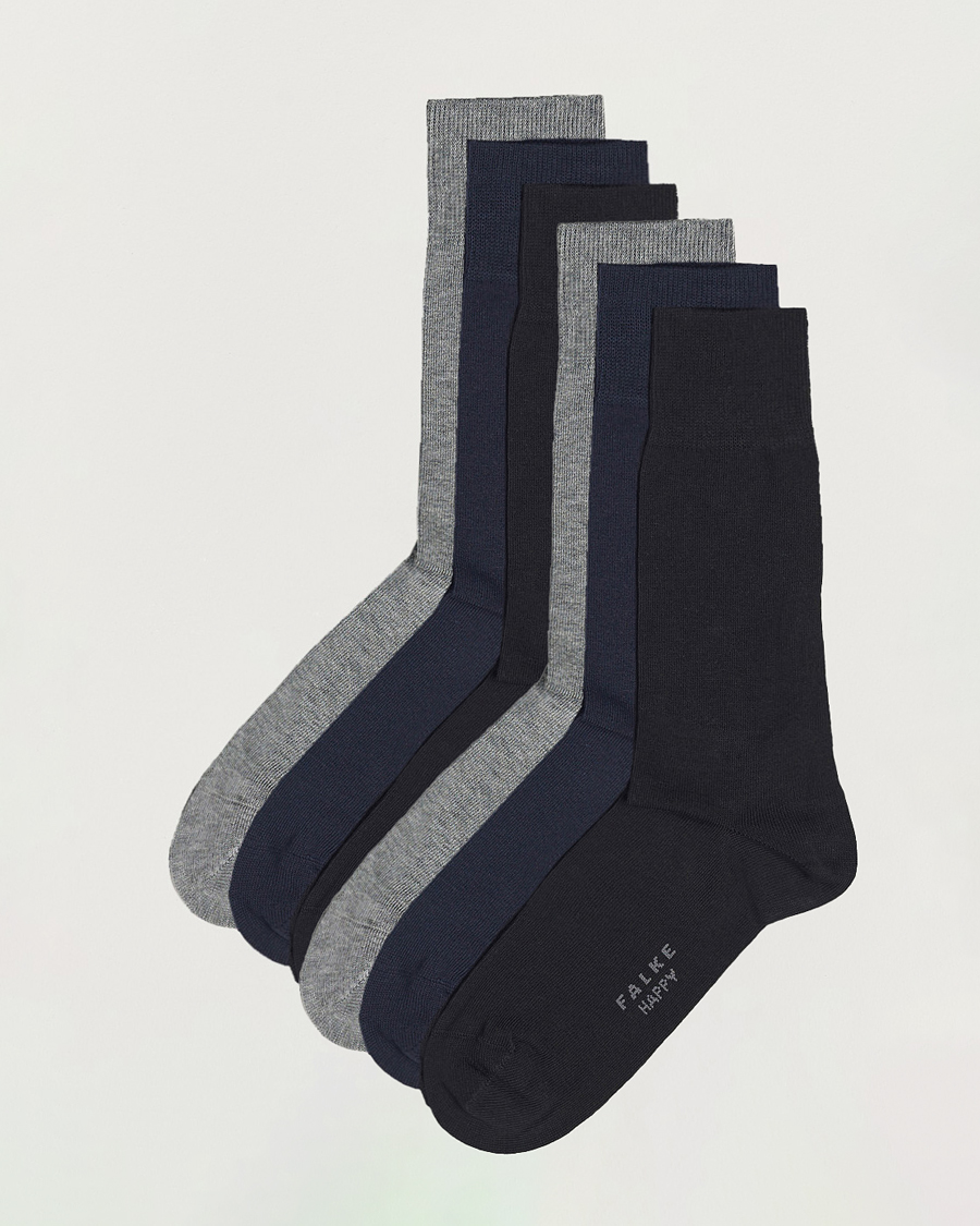 Mies | Alusvaatteet | Falke | 6-pack Happy Cotton Socks Black/Navy/Light Grey
