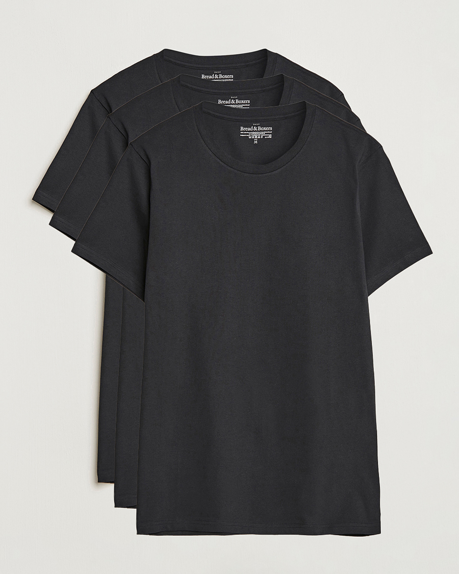 Mies | T-paidat | Bread & Boxers | 3-pack Crew Neck Regular T-Shirt Black