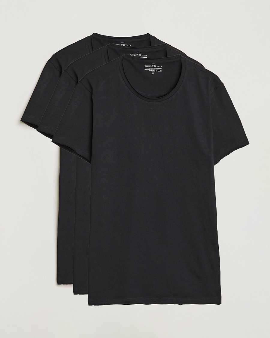 Mies | T-paidat | Bread & Boxers | 3-pack Crew Neck Relaxed Black