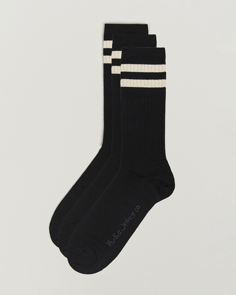 Mies | Alusvaatteet | Nudie Jeans | 3-pack Amundsson Tennis Socks Black/White