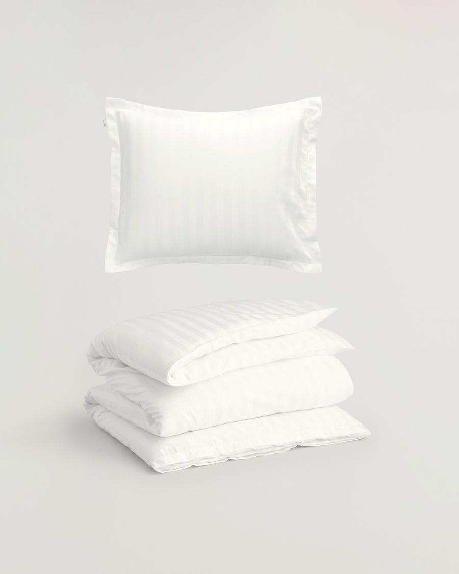 Mies | Kotiin | GANT | Sateen Striped Duvet & Pillowcase Set White