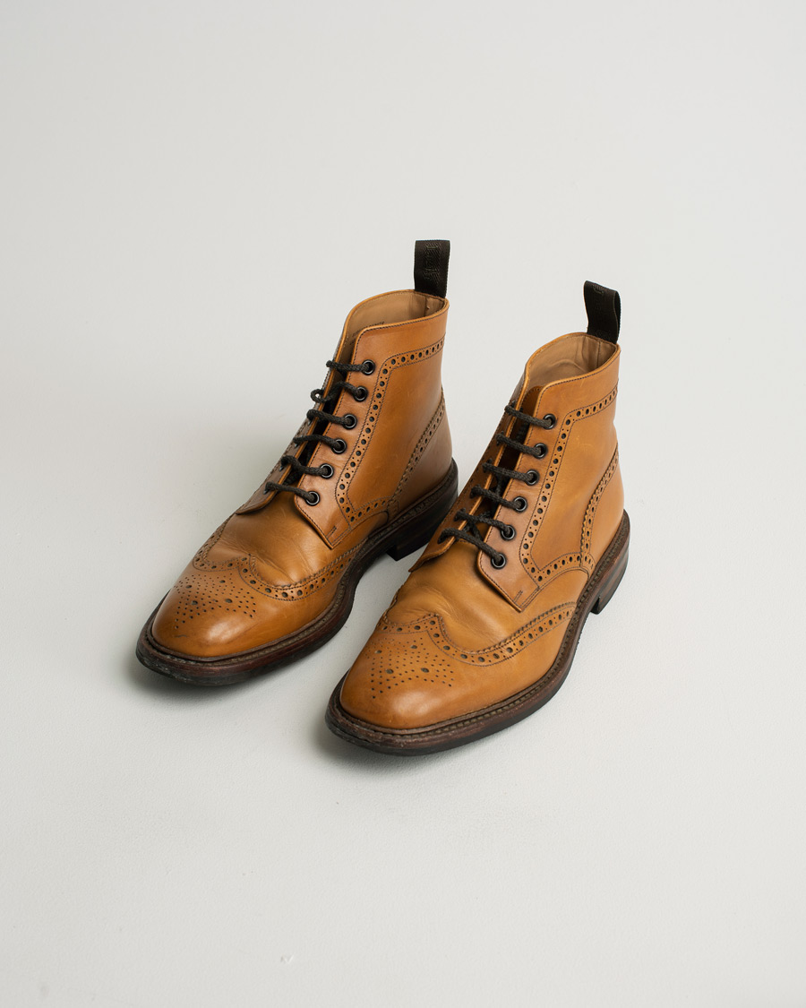Mies | Loake 1880 Burford Dainite Brogue Boot Tan Burnished Calf | Pre-owned | Loake 1880 Burford Dainite Brogue Boot Tan Burnished Calf
