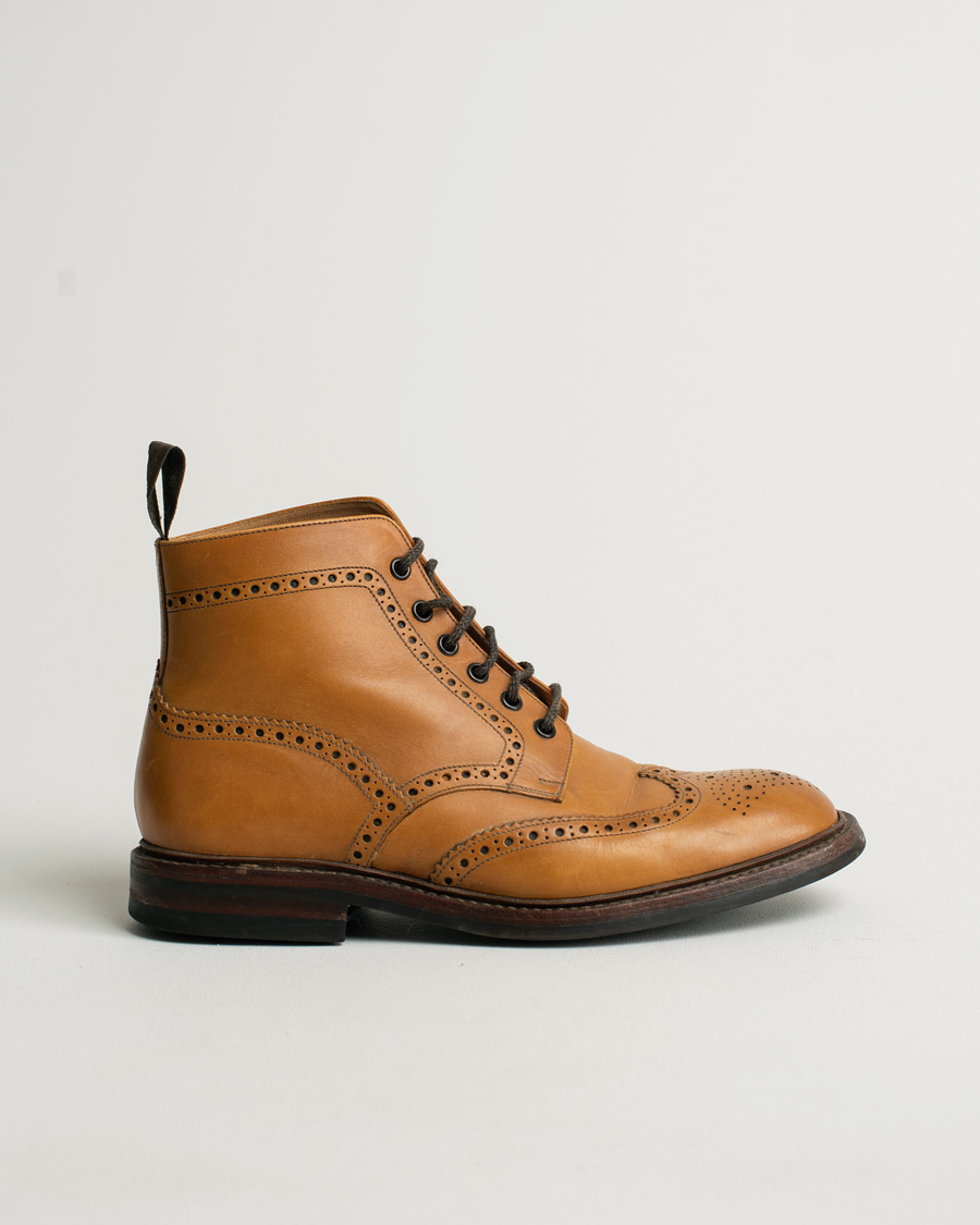 Mies | Loake 1880 Burford Dainite Brogue Boot Tan Burnished Calf | Pre-owned | Loake 1880 Burford Dainite Brogue Boot Tan Burnished Calf