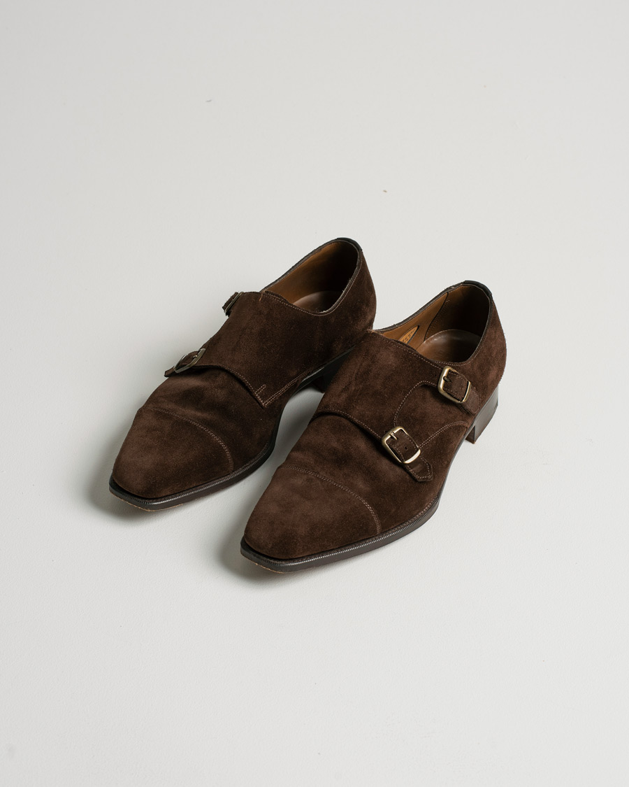 Mies | Edward Green Westminster Double Monk Mink Suede | Pre-owned | Edward Green Westminster Double Monk Mink Suede