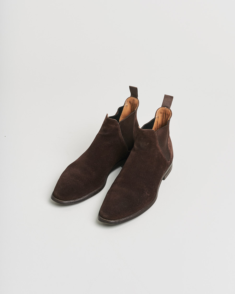 Mies | Crockett & Jones Chelsea 8 Boot Dark Brown Suede | Pre-owned | Crockett & Jones Chelsea 8 Boot Dark Brown Suede