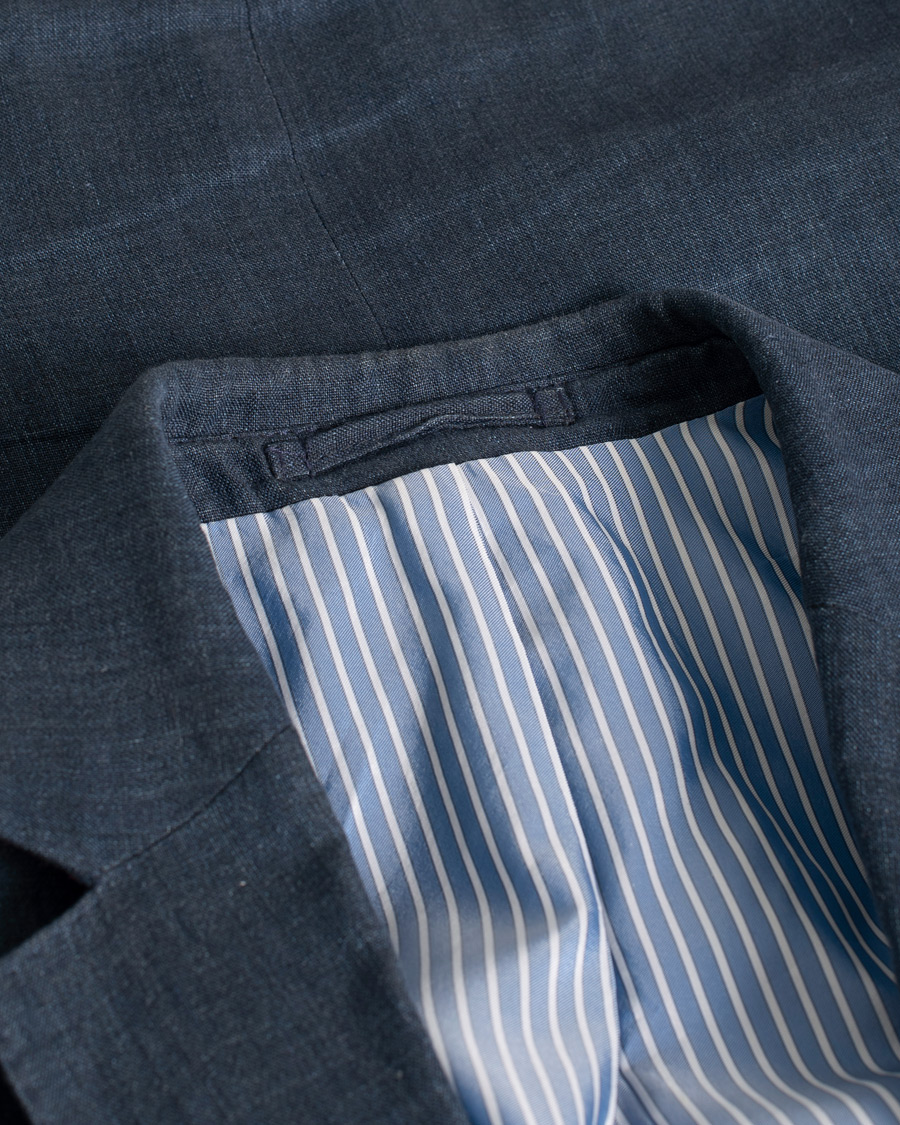 Mies | Hackett Textured Cotton/Linen Blazer Blue | Pre-owned | Hackett Textured Cotton/Linen Blazer Blue