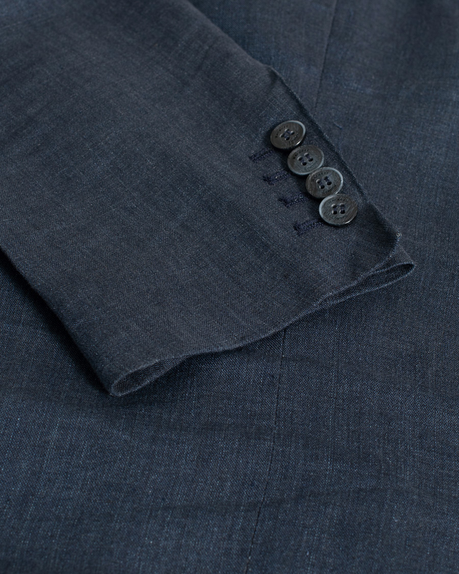 Mies | Hackett Textured Cotton/Linen Blazer Blue | Pre-owned | Hackett Textured Cotton/Linen Blazer Blue